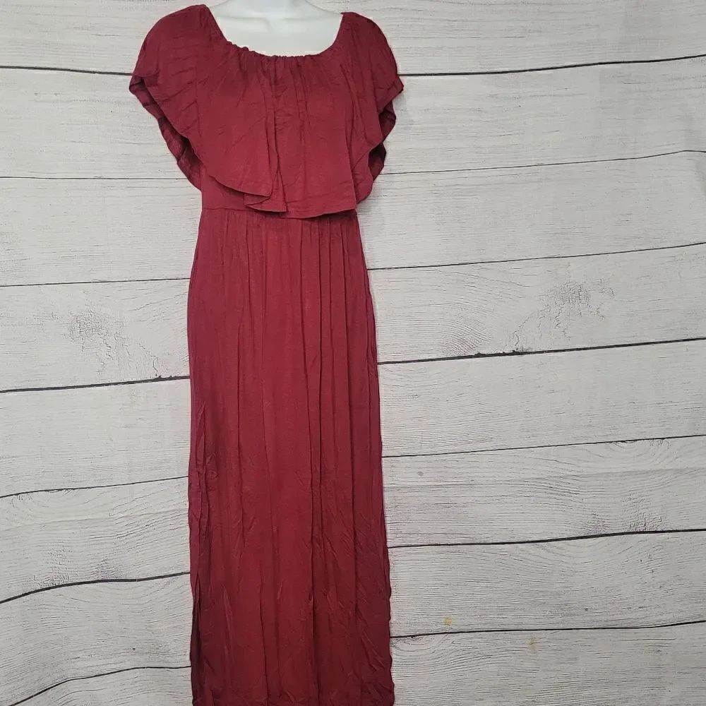Women's Ruffle Top Side Slit Dress XS‎